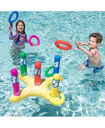2 Sets Inflatable Pool Toss Game Combo Set Includes Ring Toss & Corn-Toss Game Floating Toss Game Swimming Pool Games for Kids Adults Summer Pool Party Fun & Pool Accessories