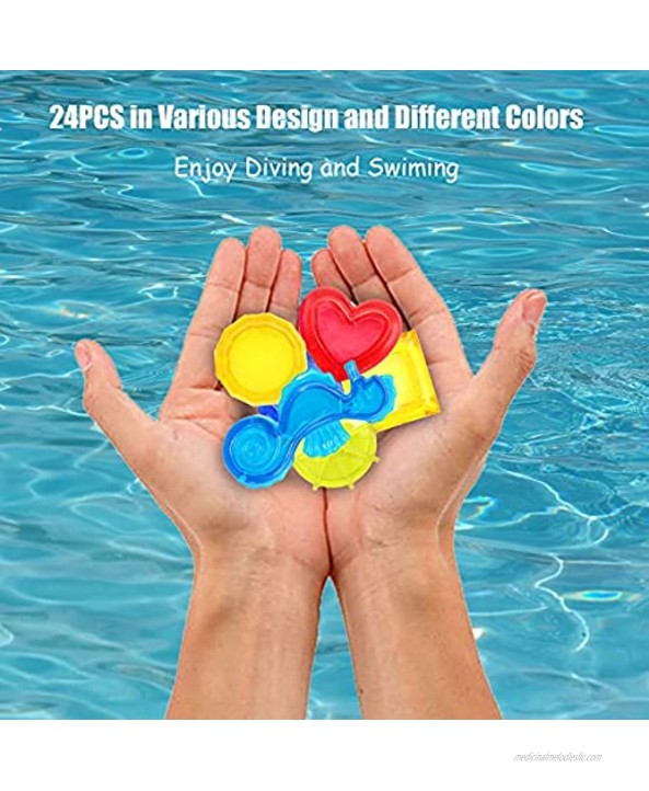 24Pcs Big Dive Gem Pool Toys Colorful Pool Diving Gems Toys Summer Dive Gems Pool Sinking Toys Pool Dive Toys Swimming Toys Pirate Pool Dive Toys Diving Pool Toys for Kids Teens and Adults