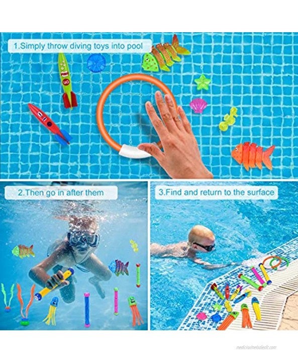 Balnore Diving Toys 28 Pcs Underwater Swimming Pool Toys ,Pool Toys for Kids 8-12,Toddler Pool Toys,Water Game for Kids Ages 3+
