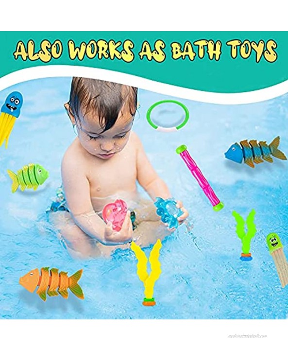 Cakuni Underwater Swim Pool Diving Toys Summer Swimming Dive Toy Sets Water Rings,Sticks,Octopus,Fish & Balls for Kids