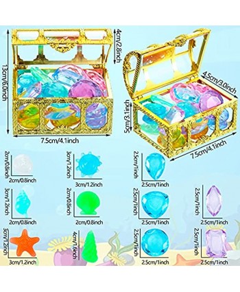 Diving Gem Pool Toy Set Includes 2 Sets Colorful Diving Diamonds with 3 Pieces Beautiful Treasure Boxes Summer Swimming Dive Toy Set Dive Throw Toy Set for Pool Use Parties and Games