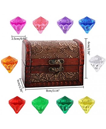 Fashionclubs Dive Gem Pool Toy Summer Swimming Diving Throw Toy Set with Wood Treasure Chest Box Children Pirate Gems Toys 10pcs Jumbo Bling Diamonds Multi-Colored Treasure for Pirate Party Favor