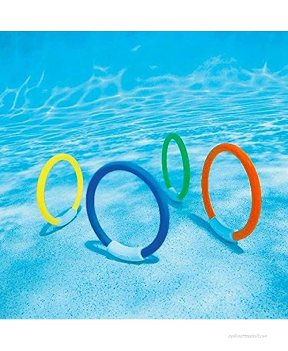 FULLSEXY 8 Pcs Underwater Swimming Pool Diving Rings Diving Throw Torpedo Bandits Toys for Kids Gift Set Training Dive Toys for Learning to Swim