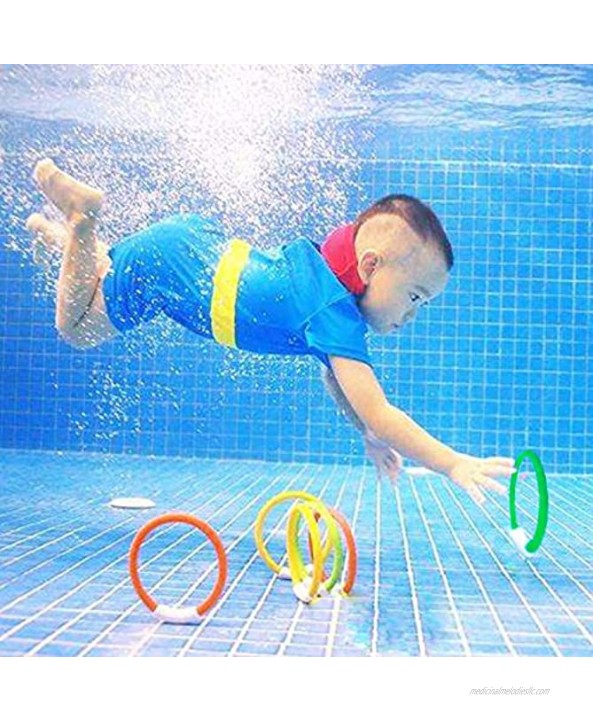 Fullsexy Underwater Swimming Pool Diving Rings Diving Sticks Toys for Kids Gift Set Training Dive Rings Sticks Toys for Learning to Swim B1