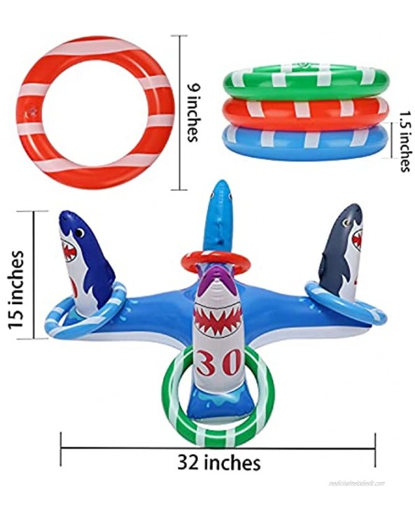 H-Style Pool Ring Toss Games Inflatable Shark Flamingo Pool Toys with 6Pcs Rings for Kids and Adults Multiplayer Summer Swimming Pool & Beach Party Funny Games for Friends and Family