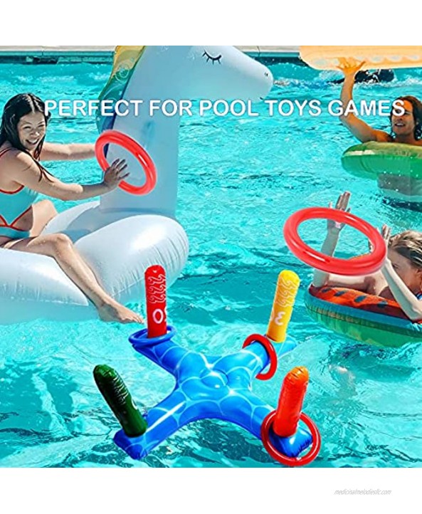 Inflatable Pool Ring Toss Games Toys Summer Swimming Games Toys Water Fun Beach Floats Outdoor Play Party Favors for Kids Adults Family