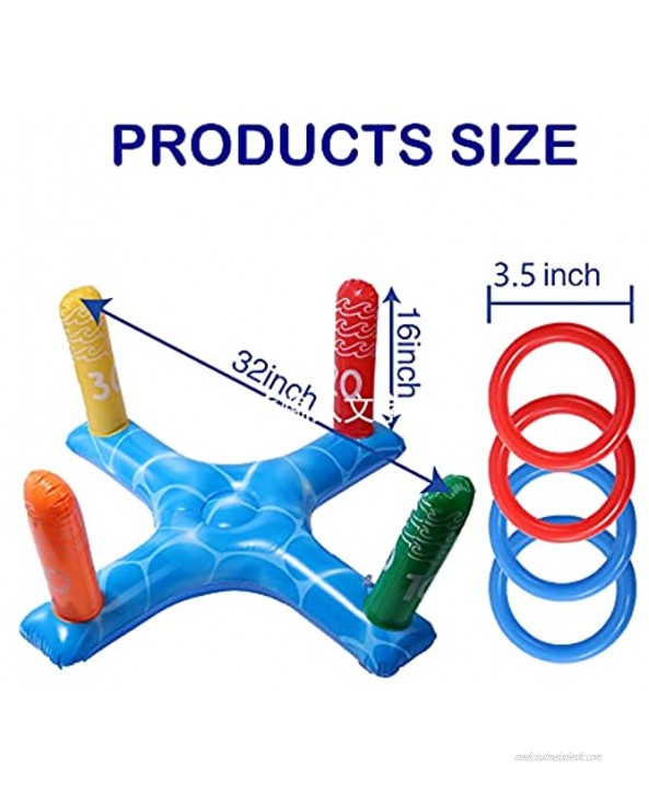 Inflatable Pool Ring Toss Games Toys Summer Swimming Games Toys Water Fun Beach Floats Outdoor Play Party Favors for Kids Adults Family