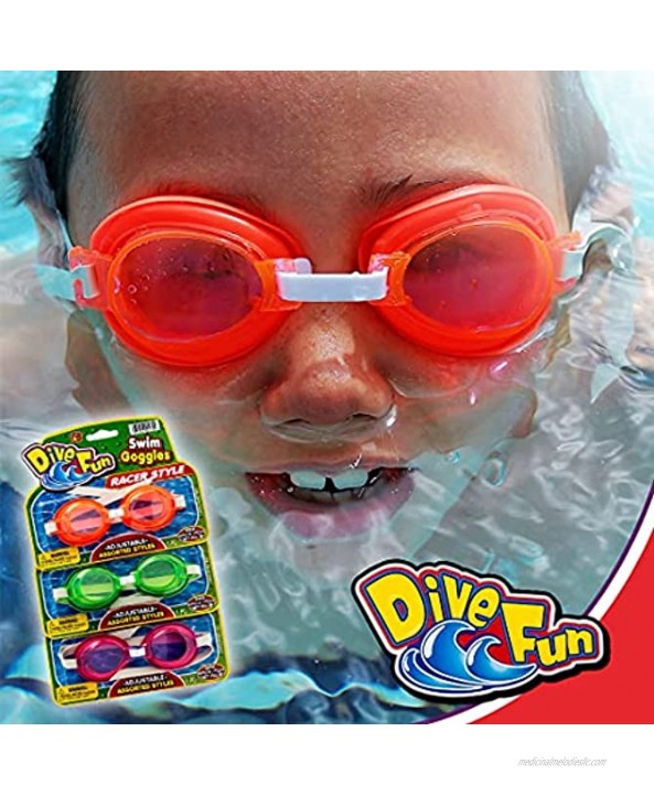 Kids Swimming Goggles 3 Pack Assorted Styles Soft Training Leak-proof Goggles for Kids Summer Pool & Sea Swim Great for Kids & Boys and Girls. Swimming Googles Set. Plus 1 Bouncy Ball 1170-3p