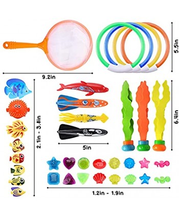 LovesTown 37 PCS Kids Diving Toys Pool Diving Toys with Storage Bag Underwater Swimming Toys Summer Dive Toy for Outdoor Activities Swimming Pools