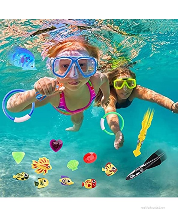 LovesTown 37 PCS Kids Diving Toys Pool Diving Toys with Storage Bag Underwater Swimming Toys Summer Dive Toy for Outdoor Activities Swimming Pools
