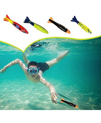 OULUN 4 Pcs Pool Diving Toys Torpedo Bandits Underwater Gliding Shark Small Water Rockets Play and Training Gift Set