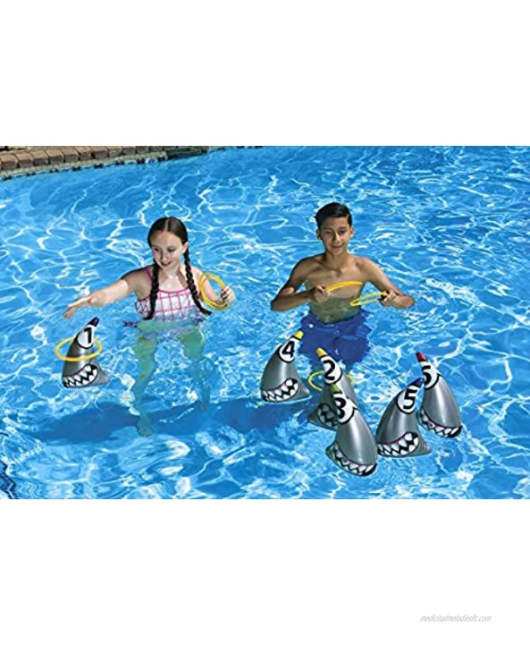 Poolmaster Shark Zone Swimming Pool Indoor and Outdoor Ring Toss Game Sharks