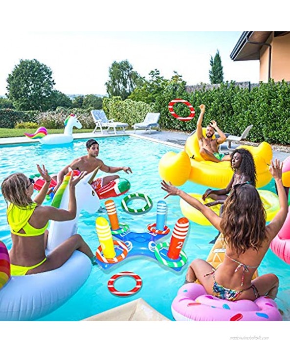 Swimming Pool Games Upgrade Inflatable Pool Rings Toss Outdoor Battle Games Pool Games for Adults and Family Water Fun Beach Floats Swimming Pool Toys Pool Inflatable Toys Party Favors 10PCS