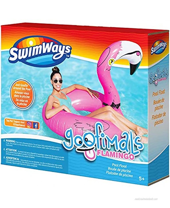 SwimWays Goofimals Cute 43-Inch Outside Giant Water Inflatable Flamingo Pool Float for All Ages