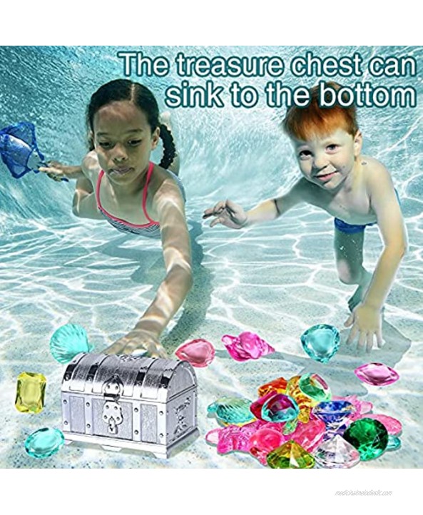 Tacobear Diving Gem Pool Toys Sinking Treasures Chest Swimming Pool Toy Set Pirate Underwater Games Dive Training Gift for Kids Boys Girls