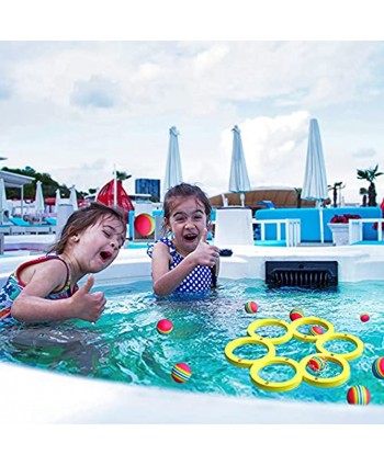 Water Sports EVA Floating Pool Games Throwing Circles Pool Game with 10 Rainbow Golf EVA Balls Floating Water Sports Pool for Family and Adults Fun Presents