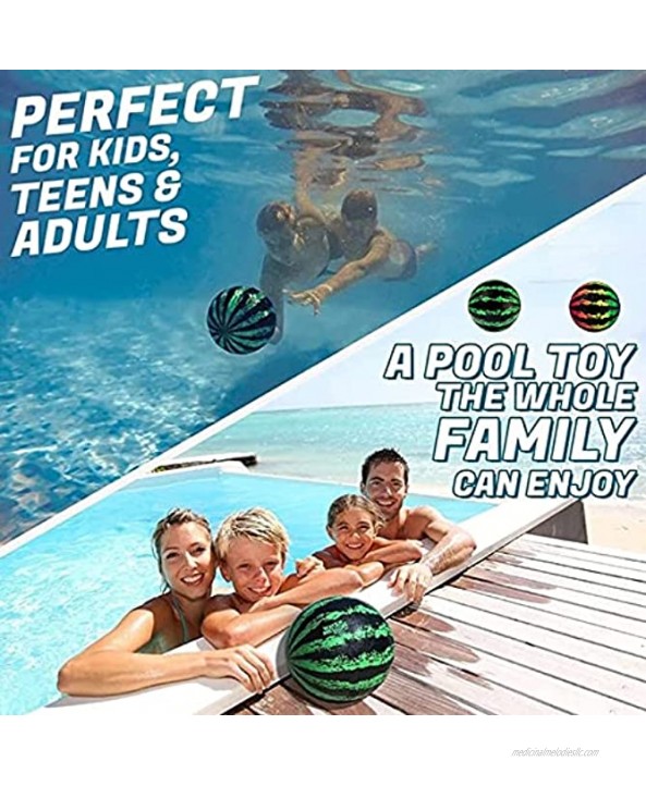 Watermelon Swimming Pool Ball 9 Inch Pool Ball Fills with Water with Water Injector for Underwater Passing Dribbling Diving Water Pool Games for Teens Adults