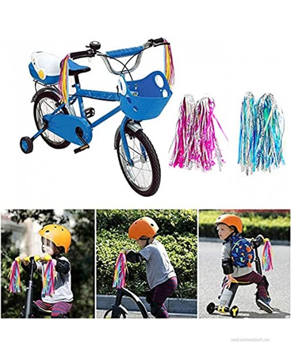 Bike Handlebar Streamers Bike Ribbons Childrens Handlebar Streamers Bicycle Grips Colorful Reflective Scooter Tassels Pink Blue 2pairs
