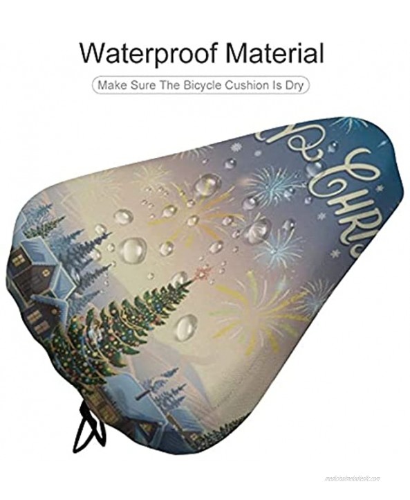 Waterproof Bike Seat Cover Winter Holiday Christmas Snowman Tree Bicycle Seat Covers Protective Uv Sun Dust Water Rain Resistant Mountain Road Bike Saddle Cushion Cover For Unisex Adults Women Men