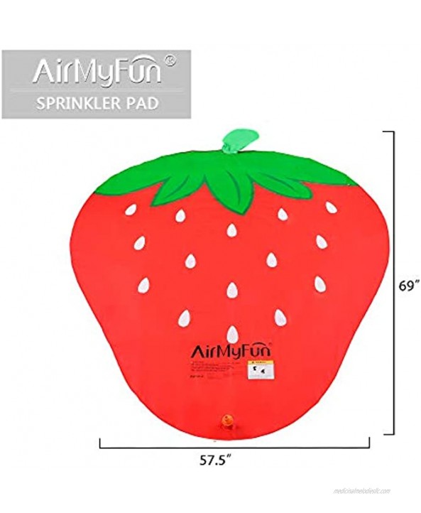 AirMyFun Sprinkle & Splash Play Mat,67 Inch Sprinkler Pad for Children Strawberry