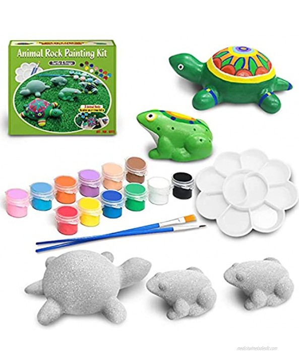 Animal Rock Painting Kit Paint Your Own Turtle Frogs Arts and Crafts for Kids Ages 4-6-8-12 Girls Boys Creative Craft Kits for Kids
