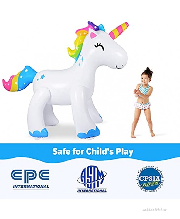 AQUAJOY Unicorn Sprinkler Water Toys Inflatable Unicorn Outdoor Yard Sprinkler for Kids and Adults