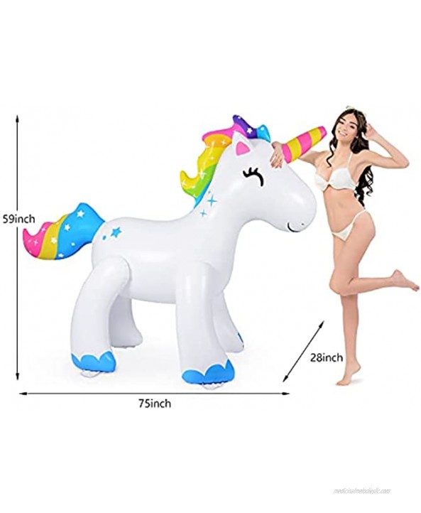 AQUAJOY Unicorn Sprinkler Water Toys Inflatable Unicorn Outdoor Yard Sprinkler for Kids and Adults