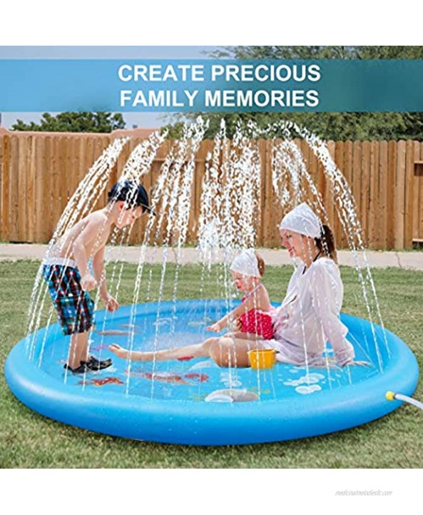 ASIILOVI Splash Pad 68'' Sprinkler for Kids Toddlers Summer Backyard Water Toys Outdoor Splash Pad for Kids Swimming Pool Water Play Mat for Ages 1 14 Year Olds