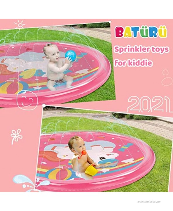 BATURU Splash Pad for Girls Kids Toddlers 68 Big Unicorn Sprinkler Toys for Kids for Outdoor Backyard Outside in Summer