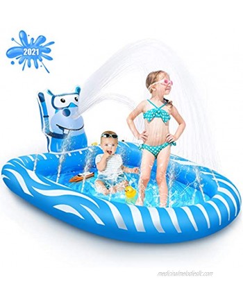 Beewarm Inflatable Splash Pad Sprinkler Pool Toys for Kids and Toddlers Lifetime Replacement Outdoor Kiddie Summer Water Mat Splash Pad Gifts for 3 4 5 6 7 8 Year Old Boys and Girls Large