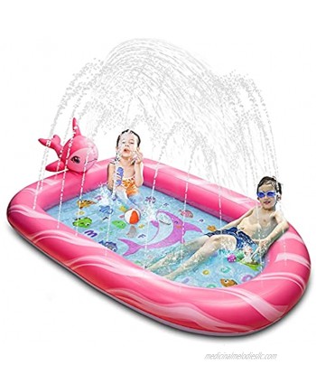 BOOMART Toddler Pool Baby Pool Sprinkler for Kids Outdoor Kiddie Pool Toys for Babies Kids and ToddlersPink