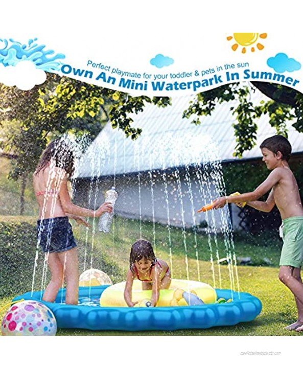 COOLKESI Upgrade Thicken Splash Pad Water Sprinkler for Kids 68 Inflatable Water Mat Toys for Toddlers Summer Outdoor Wading Pool with Fun Backyard Learning Play Mat for Age 3-12 Boys Girls