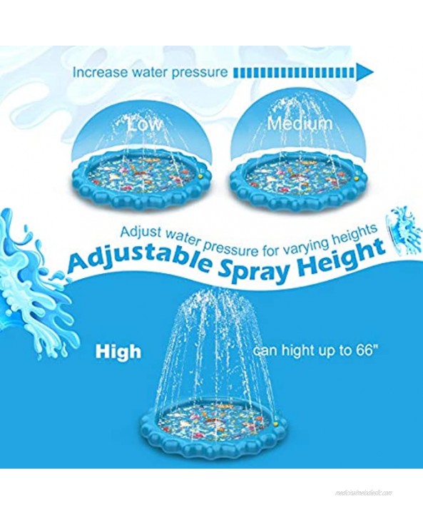 COOLKESI Upgrade Thicken Splash Pad Water Sprinkler for Kids 68 Inflatable Water Mat Toys for Toddlers Summer Outdoor Wading Pool with Fun Backyard Learning Play Mat for Age 3-12 Boys Girls