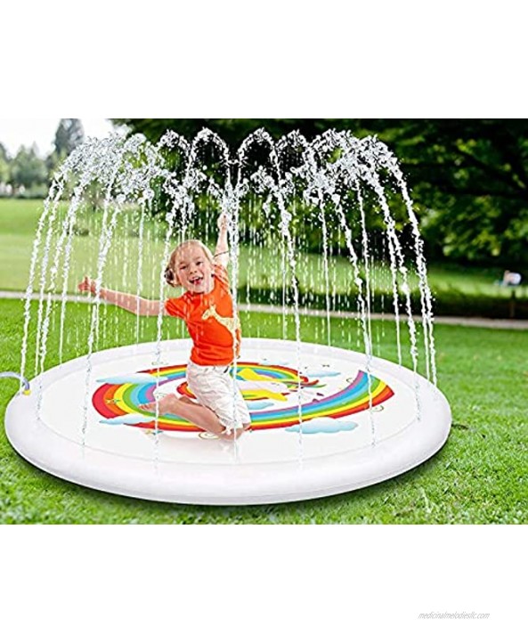 Geefuun Unicorn Sprinkler Pad Splash Play Mat Inflatable Outdoor Pool Party Supplies Water Toys for Kids Toddlers 67 inches…