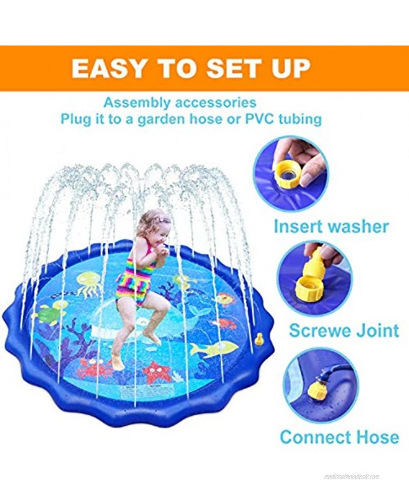 GiftInTheBox Splash Pad Sprinkler for Kids 68 Splash Play Mat with Whale Pattern Baby Infant Wading Swimming Pool Party Water Toy Summer Outdoor Water Toys for Girls Boys and Dogs