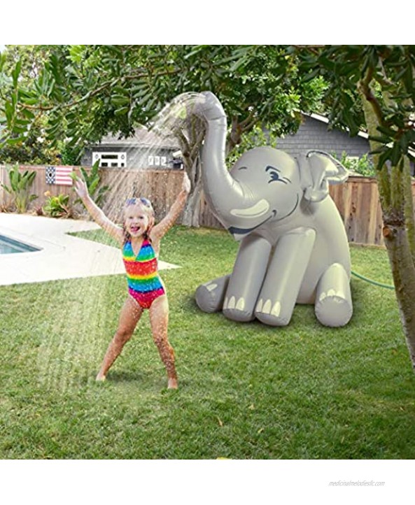 GoFloats Giant Inflatable Elephant Party Sprinkler 5 Feet Tall Yard Sprinkler for Kids Summer Fun Gray