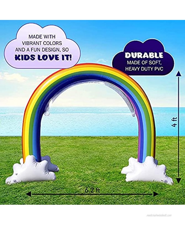 GoSlaz Inflatable Rainbow Sprinkler Toy Kids Sprinklers for Outside Fun Outdoor Water Play Sprinkler for Toddlers Huge Colorful Back Yard Toddler Summer Toys Easy to Set Up Great Party Prop