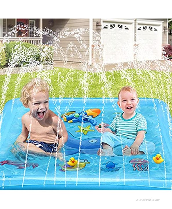 Growsly Splash Pad for Toddlers Outdoor Sprinkler for Kids 67 Summer Water Toys Inflatable Wading Baby Pool Fun Gifts for 2 3 4 5 6 7 Years Old Boy Girl Backyard Garden Lawn Outdoor Games