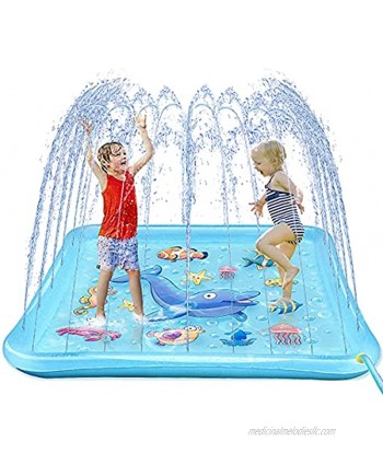 Growsly Splash Pad for Toddlers Outdoor Sprinkler for Kids 67" Summer Water Toys Inflatable Wading Baby Pool Fun Gifts for 2 3 4 5 6 7 Years Old Boy Girl Backyard Garden Lawn Outdoor Games