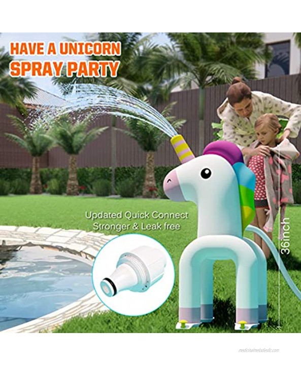 Happitry Inflatable Unicorn Sprinkler for Kiddie Swimming Pool 2-in-1 Unicorn Water Spraying Toy for Kids Summer Outdoor Yard Play Multiple Uses Bring Kids More Summer Water Fun