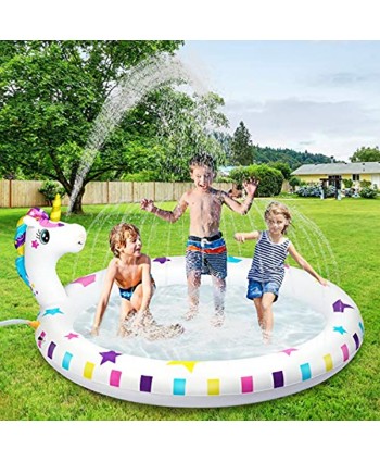 Inflatable Sprinkler Pool for Kids Baby Toddler Wading Pool,Unicorn Inflatable Water Toys Gifts for 3 4 5 6 7 8 Year Old Girls Boys,Sprinkler Pad & Splash Play Mat Backyard Party Outdoor Summer Toys