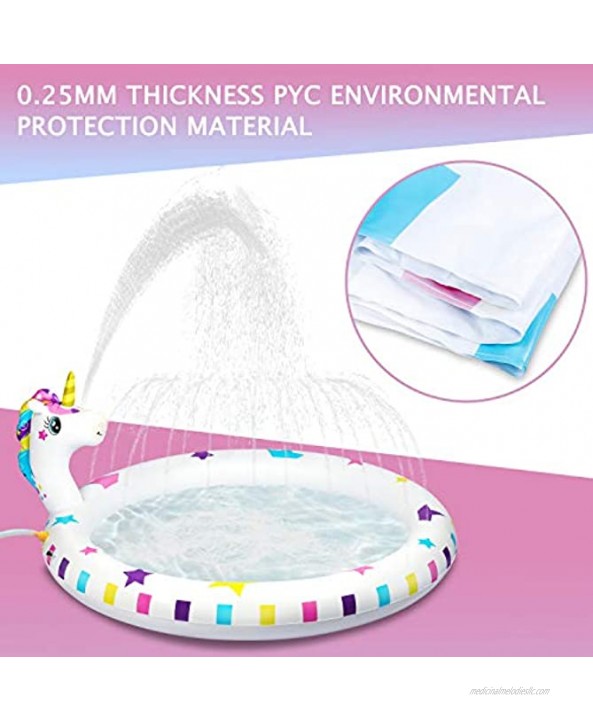 Inflatable Sprinkler Pool for Kids Baby Toddler Wading Pool,Unicorn Inflatable Water Toys Gifts for 3 4 5 6 7 8 Year Old Girls Boys,Sprinkler Pad & Splash Play Mat Backyard Party Outdoor Summer Toys