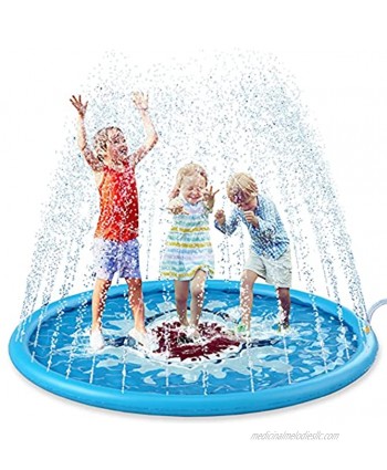 Jasonwell Splash Pad Sprinkler for Kids 68" Splash Play Mat Outdoor Water Toys Inflatable Splash Pad Baby Toddler Pool Boys Girls Children Outside Backyard Dog Sprinkler Pool for Age 3 4 5 6 7 8 9 10