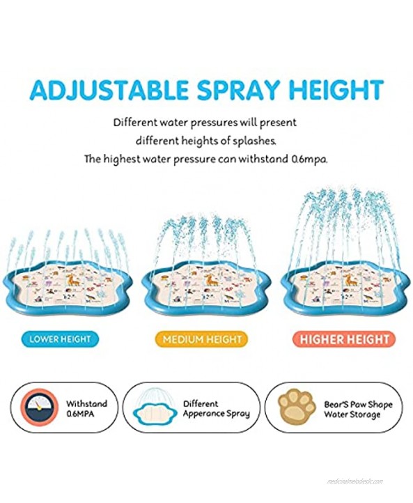 JONYJ Splash Pad 77 Sprinkler for Kids and Toddlers Fun Backyard Sprinkler & Splash Play Mat for Learning Outdoor Swimming Pool Inflatable Water Toys for 3 -12 Age Girls Boys Blue