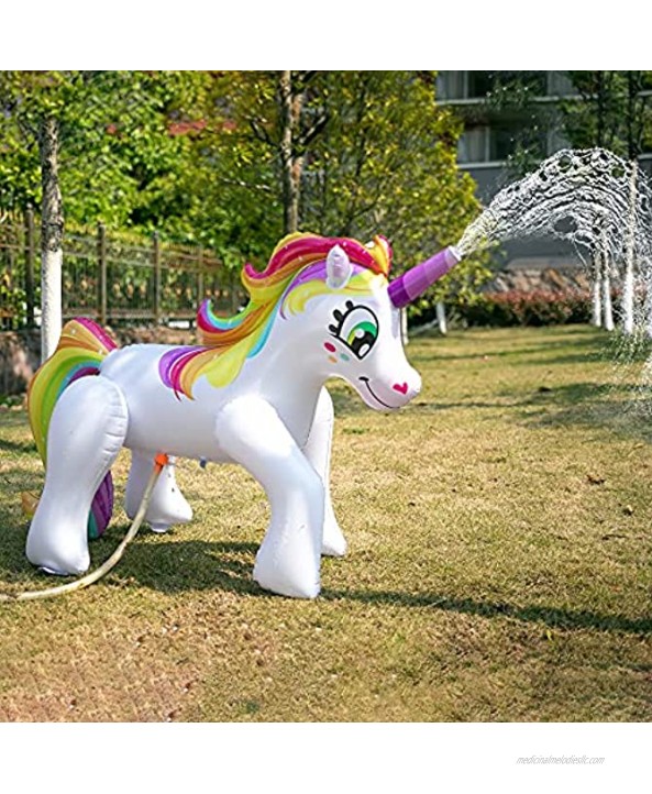 JOYIN 53'' Inflatable Unicorn Sprinkler for Kids and Adults Outdoor Water Toys Alicorn Pegasus Lawn Sprinkler for Kids Summer Fun Activities