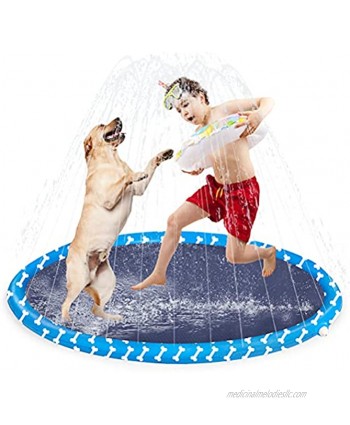 KOOLTAIL Splash Pad Sprinkler for Dogs Summer Outdoor Water Splash Pad 50 Inch Inflatable Toddler Water Toys for Pets Kids Playing in Backyard
