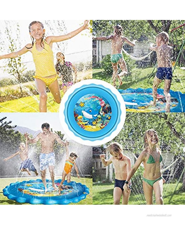Mademax Upgraded 79 Splash Pad Sprinkler & Splash Play Mat Inflatable Summer Outdoor Sprinkler Pad Water Toys Fun for Children Infants Toddlers Boys Girls and Kids