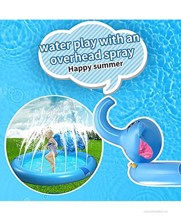 Maikerry Splash Pad for Kids Large Upgraded 3 in 1 Splash Pad Sprinkler Pool with Elephant & Letters Summer Outdoor Water Toys Inflatable Splash Sprinkler Pad for Babies Toddlers and Boys Girls