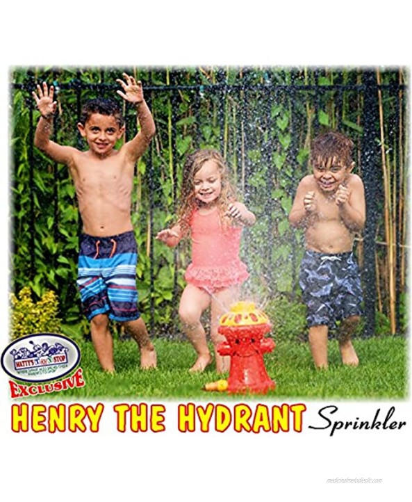 Matty's Toy Stop Henry The Hydrant Water Sprinkler for Kids Attaches to Standard Garden Hose & Sprays Up to 10 Feet High & 16 Feet Wide Measures 10.75 High