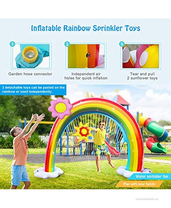 Neteast Inflatable Rainbow Arch Sprinkler Outdoor Toys for 1 2 3 4 5 6 7 Year Old Boys and Girls Gifts Large Outside Splash Sprinkler Water Toys for Kids and Toddlers